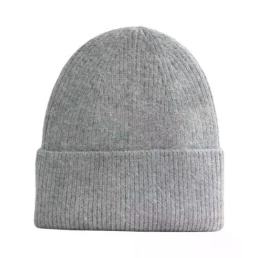 Imagem de Gorro Feminino Azul De Lã Cashmere E Pele De Coelho Angorá, Quente E M