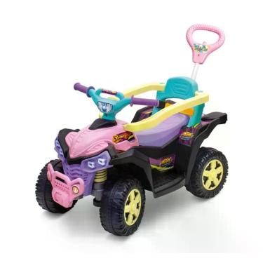 Imagem de Quadriciclo Infantil Rosa Com Haste Guia E Anel De Segurança - Maral