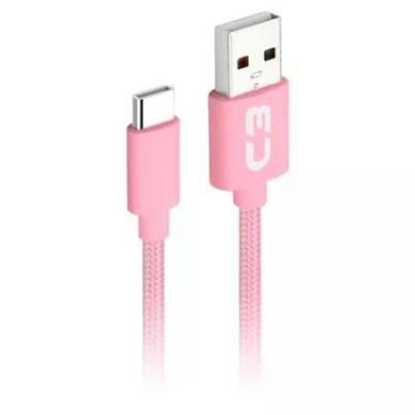 Imagem de Cabo USB-C X USB, C3Tech Cb-c11pk, 1m, Nylon, Rosa