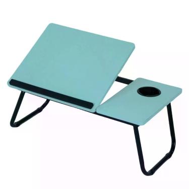 Imagem de Suporte De Notebook Ajustável Em Madeira Mesa Multifuncional Dobrável Para Cama E Sofá Azul