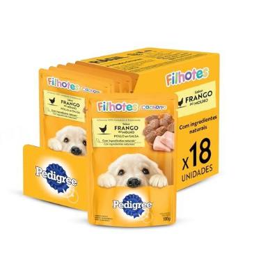 Imagem de Pack Ração Úmida Pedigree para Cães Filhotes, Sachê Frango, 100g - 18 unidades