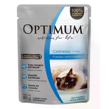 Imagem de Ração Úmida Optimum para Gatos Castrados Sabor Frango 85g - 1 unidade