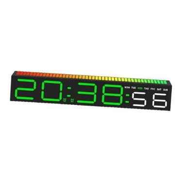 Imagem de Generic Relógio digital Exibição grande 9 cor intercambiável, relógio de mesa fácil o relógio LED para sala de estar, mesa do quarto, Digital Verde