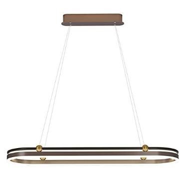 Imagem de Lustre moderno circular LED dimerizável, lustre oval linear LED, luminária pendente em acrílico para sala de jantar, hall de entrada, ilha de cozinha, 72W.