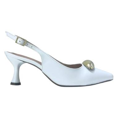 Imagem de Scarpin Aberto Atras Sapato Enfeite Salto Baixo 6cm Taça 180 (Branco, BR, Adulto, Numérico, 39)