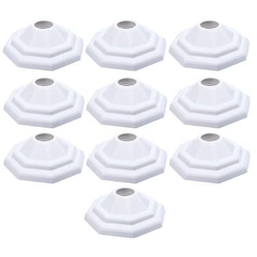 Imagem de Kit 10 Plafon Branco Luminária Plafonier Pirâmide Paflon De Teto Sobrepor Lâmpada Led Bulbo Filamento Soquete E27 Bocal Porcelana Bivolt 100w Para Sala Quarto Garagem Banheiro Área De Serviço 110/220v