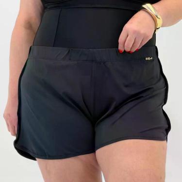 Imagem de Saída de Praia Uai Brasil Shorts Plus Size Feminina, 52, Preto