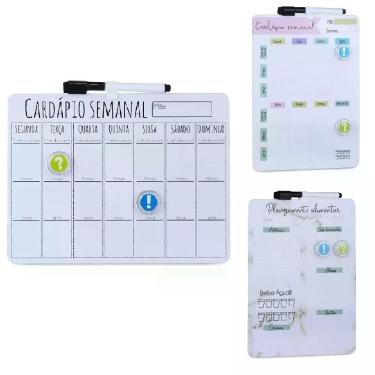 Imagem de Lousa Magnética Cardápio Semanal com Caneta e Ímãs e Apagador para Organização Alimentar