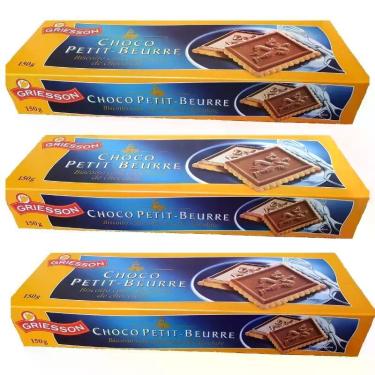 Imagem de Kit 3 Biscoito Cobertura Chocolate Aoleite Petit Beurre 150G - Griesso