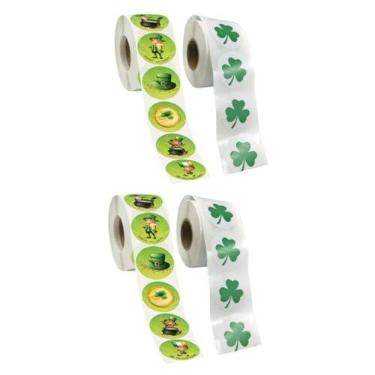 Imagem de Wakauto 4 Rolos adesivos da irlanda enfeites do dia de são patrício adesivos de papel rótulos etiquetas de presente adesivos redondos de embalagem presente adesivo DIY volta Yingshi Truque