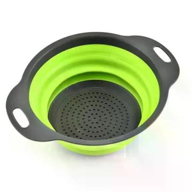 Imagem de Escorredor Retrátil Em Silicone Macarrão Legumes Arroz Salada Cozinha Multiuso -verde