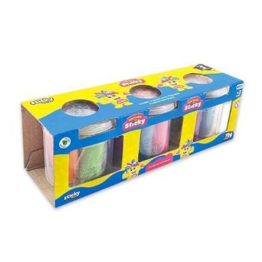Imagem de 03 Potes de Massinha 05 unidades 75gr Coloridas - Sortido - STICKY TOY