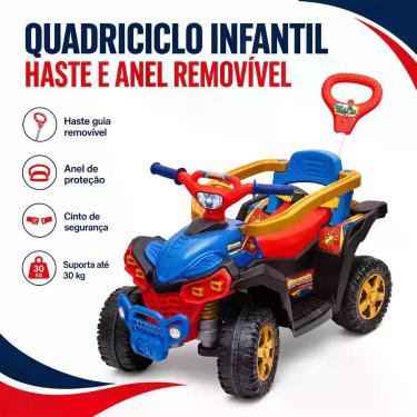 Imagem de Quadriciclo Infantil Haste E Anel Removível Andador Criança Vermelho -