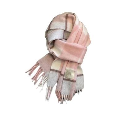Imagem de Cachecol De Lã Xadrez Vintage Feminino Estilo Preppy Outono Inverno Pa