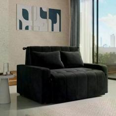 Sofá Cama 2 Lugares 138cm Amora New Preto Matrix, Preto Sofá Cama 2 Lugares 138cm Amora New Preto Matrix, Preto