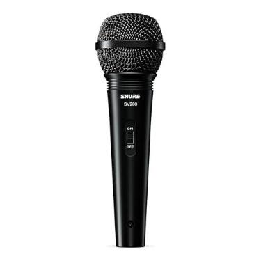 Imagem de Shure SV200-W Microfone vocal cardioide dinâmico multiuso com grade esférica resistente a amassados, interruptor liga/desliga e cabo de 38 cm XLR para 0,64 cm