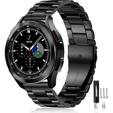 Imagem de Olytop Pulseiras para Galaxy Watch 4/6/7 Classic de 47 mm, 46 mm, 43 mm, 42 mm/5 Pro de 45 mm, Samsung Galaxy Watch 7/FE/6/5/4 de 44 mm e 40 mm, aço inoxidável de 20 mm, preta