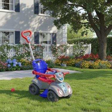 Imagem de Quadriciclo Infantil Baby Spyder com Haste para Passeio Brinquedo de Pedal Seguro e Estável para Crianças, Design Moderno e Confortável, Ideal para Passeios, Desenvolvimento Motor