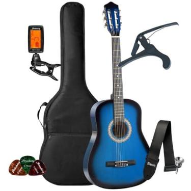 Imagem de Kit Violão Acústico Bravo An100 Iniciante Nylon Clássico + Acessórios (Blue Burst)