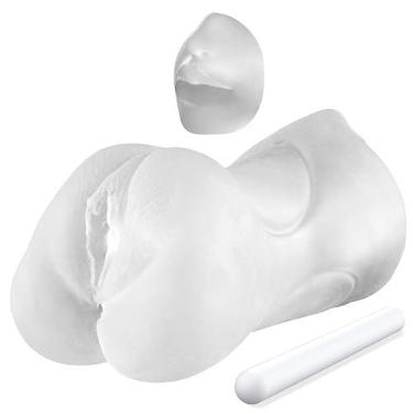 Imagem de Bonecas sexuais masturbadoras masculinas de buceta de bolso 3 em 1, bonecas sexuais de brinquedo de Stroker de bolso masculinas, boca texturizada realista, vagina e ânus apertado, garganta profunda, brinquedos sexuais adultos orais para homens, masturbação (Transparente)