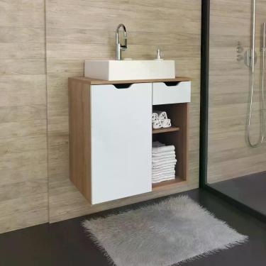 Imagem de Gabinete Banheiro 60Cm Amêndoa/Branco