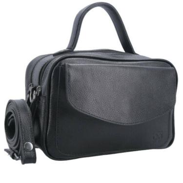 Imagem de Bolsa de Couro Baú Carol Bauarte, Preto