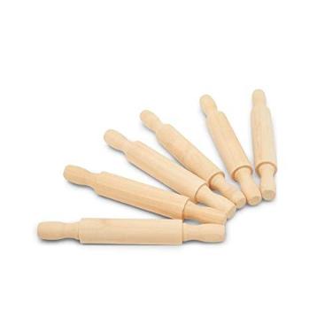 Imagem de Mini rolo de massa de madeira, 12 cm de comprimento, pacote com 6, ótimo para cozinha e artesanato, lembrancinhas de festa por Woodpeckers