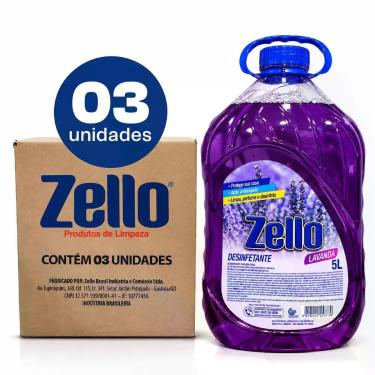 Imagem de Desinfetante Zello Lavanda 5L - Caixa com 3 Unidades