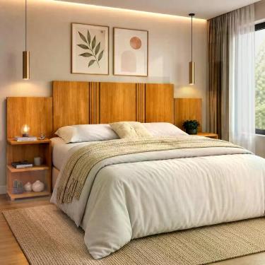 Imagem de Cabeceira para Cama Box Casal Queen e Solteiro Versare com Mesa de Cab