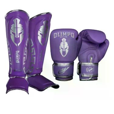 Imagem de Kit Boxe Muay Thai Luva Caneleira Olimpo Esportes Legendary Edition, L