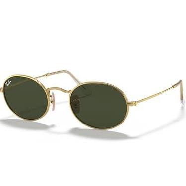 Imagem de Óculos de Sol Ray-Ban Oval 0RB3547 001/31 Tam 51 / Ouro - Lentes Verde