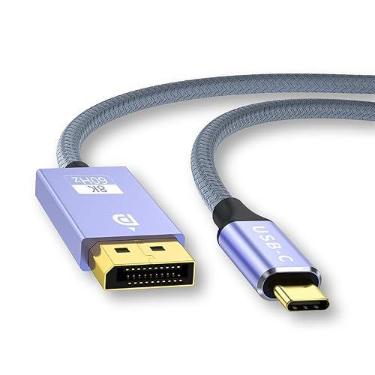 Imagem de CORN Cabo 8K @60Hz USB C para DisplayPort 1.4 (8K @60Hz, 4K @144Hz, 2K @240Hz), 32,4 Gbps, cabo USB-C para DP compatível com iPhone 16/15, MacBook Pro/Air, Odyssey G8/G9 (2 m)
