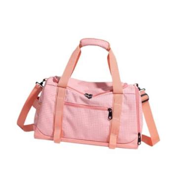 Imagem de Dynwave Esportes de bolsa de ginástica com bagagem de compartimento de sapatos Fácil de transportar bolsa de viagem à prova d'água para treinar para treinar, Rosa