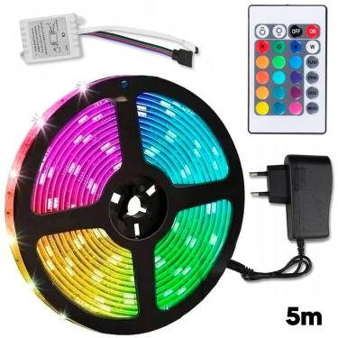 Imagem de Fita Led Rgb 5m Luz Digital Controlador Decoração Colorido - LED 5M