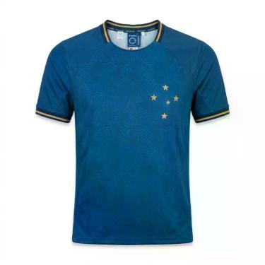 Imagem de Camisa Cruzeiro Bench Masculina Adulto Braziline Licenciado, P, Azul