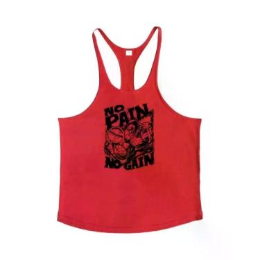 Imagem de Camiseta Sem Mangas Para Academia Masculina Com Estampa NO PAIN NO GAI