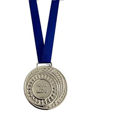 Imagem de Kit 100 Medalhas Honra ao Mérito Ouro Prata Bronze Aço 3,6cm Cor:Prata