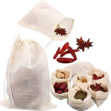 Imagem de Boao 24 sacos de gaze para cozinhar especiarias para coar sacos de musselina reutilizáveis vazios com cordão de chá (10 x 15 cm)