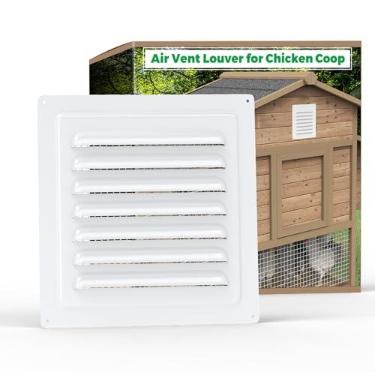 Imagem de Forestchill Grade de Ventilação para Galinheiro, 15 x 15 cm, Malha de Tela Embutida, Exaustão com Persiana, Branca