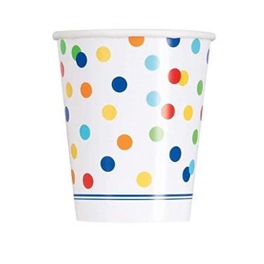 Imagem de Copos de papel de festa de bolinhas arco-íris de 265 g, 8 unidades