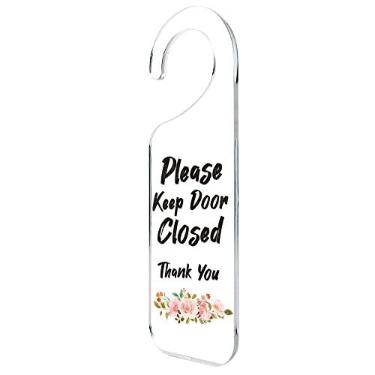 Imagem de Não perturbe placa de porta gravada alça de acrílico para decoração de casa, banner de acrílico, placa de pendurar de acrílico, placa de porta, placa de pendurar feita à mão para escritório, mantenha a porta fechada