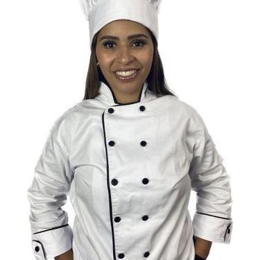 Imagem de Dolmã Feminino Uniforme Ideal Cozinheira Chefe De Cozinha - Eb Confecç