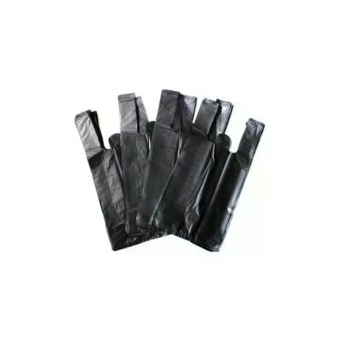 Imagem de Sacola Plástica Reciclada Alça Reforçada Preta 40x50 Com - Higipack