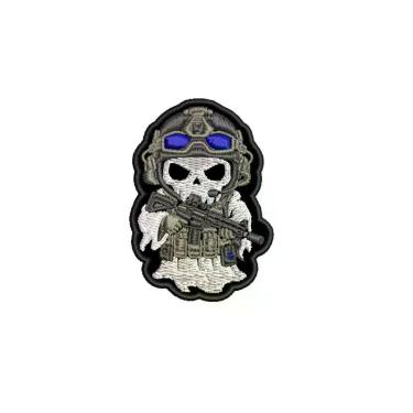 Imagem de Patch Bordado CAVEIRA GHOST 6,5 x 4,5 CM - Alto Padrão