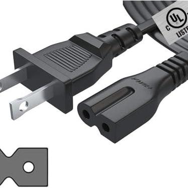Imagem de Cabo de alimentação polarizado Pwr extralongo de 30 pés 2 garras para Vizio-LED-TV Smart-HDTV E-M-Series e outros 2 adaptadores de ranhuras AC-Parede-cabo: IEC-60320 IEC320 C7 para NEMA 1-15P