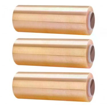 Imagem de Filme PVC Plástico 28CM X 300M Rolo Bobina 3UN para Armazenamento com Espessura 9 Micras Transparente Higipack