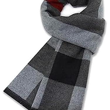 Imagem de Cachecol Quente Masculino De Inverno De Lã Caxemira Xadrez Cachecóis Quentes,Cinza 1,180 X 30 Cm,Constructive23