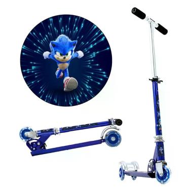 Imagem de Patinete Sonic Sega 3 Rodas Infantil Azul de Alumínio - Toys 2U