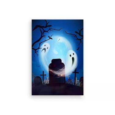 Imagem de Painel De Festa Vertical 1,50 x 2,20 - Halloween Cemitério com Fantasm