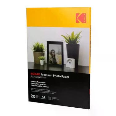 Imagem de Papel Fotográfico A4 Premium Kodak 240g Gloss 20 Folhas